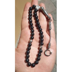 Crescent & Star Hematite Tesbih | Small Tassel | Natural Stone Crescent & Star Hematite Tesbih | Small Tassel | Natural Stone